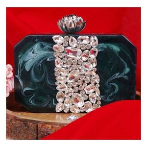 Bolso de mano de resina de lujo, monedero con cremallera y botones, adornos de diamantes de imitación, bolso ecológico de moda de verano al mejor precio - Product Image 1