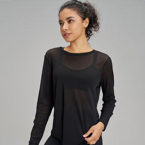 Loose Fit Langarmhemd für Damen Schnellt rockn endes, hochela tisches, atmungsaktives Netz, feuchtigkeit sablei tendes Plus Size Workout Top Summer - Product Image 5