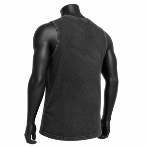 Camiseta sin mangas negra lavada personalizada para hombre, estilo gótico, gráfico, grunge, streetwear, de algodón, tipo muscle, OEM, al por mayor - Product Image 6