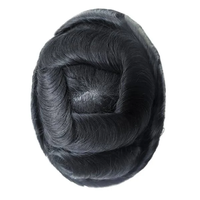 Perruque toupet Q6 économique en dentelle et base PU avec nœuds blanchis à l'avant pour hommes, système de remplacement capillaire, en stock