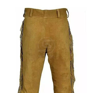 Pantalons en cuir suédé à franges pour hommes, dernier design, lavés, vente en gros, concevez vos propres pantalons en cuir suédé à franges pour hommes - Product Image 5
