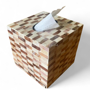 Caja de Pañuelos de Nácar Natural, Incrustaciones de Concha Hechas a Mano, Decoración Ecológica para el Hogar - Product Image 1