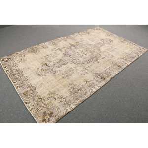 Vintage Turkish Large Rug 5x8.8 ft, <b>Brown</b> <b>Wool</b> Rug - Product Image 4