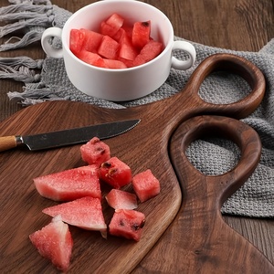 Ensemble de planches à découper en bois, forme rectangulaire avec poignée, finition bois naturel, planche à découper de cuisine pour la préparation des aliments - Product Image 4