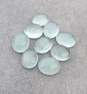 Aguamarina brillante Natural de alta calidad, alto pulido, 10x14mm, parte posterior plana, calibrada, fabricación de piedras preciosas sueltas, pendientes de oro de 18K para mujer - Product Image 4