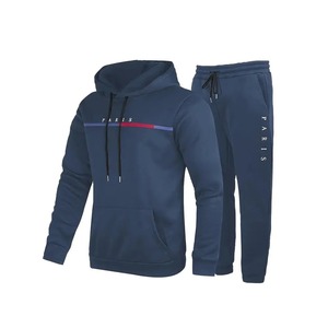 ชุดลำลองผู้ชายสองชิ้นสำหรับฤดูหนาว สไตล์สปอร์ต มีฮู้ด ผ้าริบ สีตัดกัน ผ้าฝ้าย 100% รับสั่งทำสีพิมพ์ลาย - Product Image 3