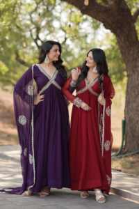 Nuevo 2024 último diseñador más moderno estilo Faux Blooming vestido y Dupatta con bordado Zari lentejuelas trabajo al precio más bajo - Product Image 6