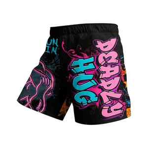 Pantalones cortos de lucha MMA de alta calidad, poliéster duradero, elástico estirado en 4 vías, impresión por sublimación sólida media, diseño con incrustaciones de goma - Product Image 4