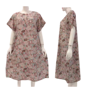 Chemise de nuit d'été pour femmes décontracté une pièce à motif floral vêtements de nuit avec manches courtes fermeture à la taille élastique douce en vente - Product Image 6
