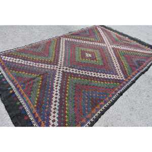 6.7x11 ft Rug, Turkish Kilim Rug, Vintage <b>Red</b> <b>Wool</b> Patchwork Rug - Product Image 2
