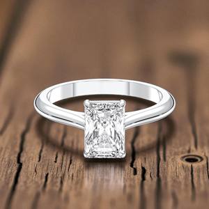 Anillo de compromiso de Moissanite de corte radiante de 1,55 quilates, Juego de puntas de quilates, en oro sólido de 10K, 14K, 18K, para ella - Product Image 3