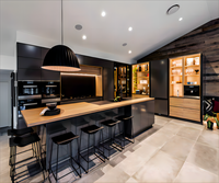 Kejia Lacquer Modular kustom desain dapur cospina lampu LED Modern lemari dapur perabot dapur rumah dengan Pulau