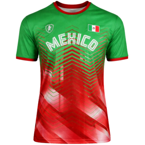Maillot de football unisexe Mexique imprimé, séchage rapide, performance optimale, 100 % polyester, logo au dos, anti-odeur, coupe classique, col rond, manches courtes - Product Image 3
