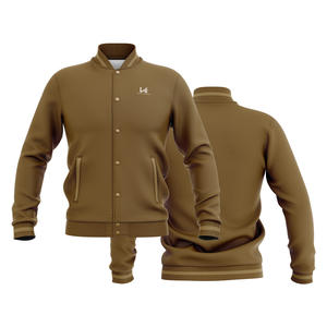 Veste bomber universitaire unie à col rond et boutons, personnalisée, écologique, coupe-vent et respirante, pour l'hiver 2026 - Product Image 1