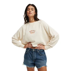 Sweat-shirt d'hiver en polaire biologique pour femme, surdimensionné personnalisé, en pur coton, pull écologique respirant à col rond - Product Image 1