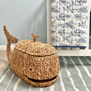 Whale Shaped Sustainable Water Hyacinth Storage <b>Basket</b>, Laundry <b>Basket</b>, Storage Container for Household Items & <b>Toys</b> - Product Image 5