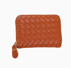 Handmade Genuine Leather Zipper <b>Wallet</b> Geometric Pattern Short Unisex Daily Use Brown - Product Image 1