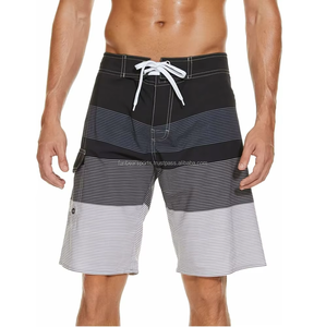 Shorts de bain pour hommes, respirants, imprimés, personnalisés, couleur unie, élégants, avec cordon de serrage, en polyester. - Product Image 3