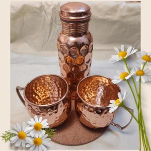High Quality Ayurvedic Copper <b>Bottle</b> and Glass <b>Set</b> with Natural Detox Water Storage and Food Safe for Office and <b>Travelling</b> Use - Product Image 3