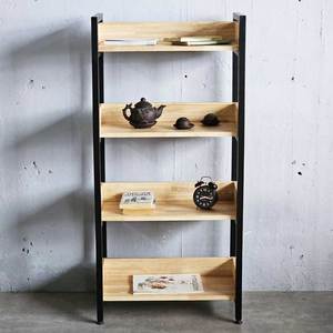 4-Tier Rubber Wood & Iron Frame Bookshelf 60x32x127cm for Living Room Office Organizer KS68076 - Product Image 4