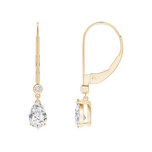 Pendientes de Plata de Ley con Moissanita Cultivada en Laboratorio, Forma de Pera Clásica, con Cierre de Palanca, para Unisex - Product Image 4