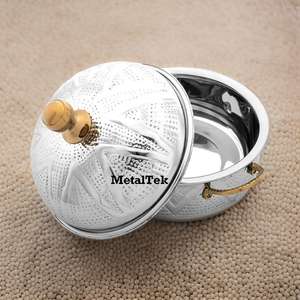 Couvercle dôme doré Pot chaud en acier inoxydable de luxe Casserole Réchauffeur d'aliments Plat de service pour cuisine Hôtel Fête Traiteur Buffet Fourniture - Product Image 5