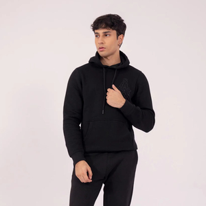 Vente en gros de pull à capuche surdimensionné 100% coton pour hommes col à capuche en relief de grande taille vêtements d'hiver à motif solide - Product Image 1