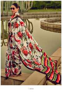 Magnifique saree à impression numérique en satin Bollywood en vente en ligne - Product Image 4