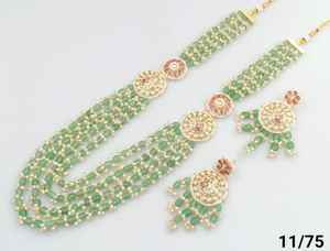 Indian Fancy Traditional Kundan & Motipearl <b>Long</b> Mala Gold Tone Kundan Pearl <b>Long</b> Necklace With <b>Matching</b> Earring Set Women Girls - Product Image 2