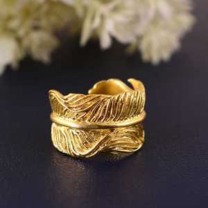 New Latest Best Design Boho Feather <b>Ring</b> Brass <b>Rings</b> For Women 18K Gold Plated Leaf <b>Ring</b> <b>Adjustable</b> <b>Ring</b> for Wholesale/OEM/ODM - Product Image 5