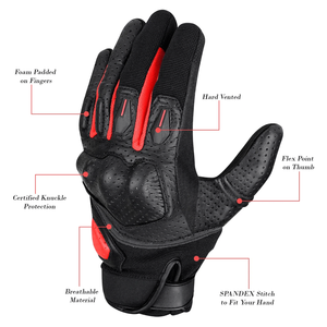 Los mejores guantes unisex de moto de verano e invierno, cuero vintage encerado negro con nudillos estampados, ropa de carreras de automóviles personalizada - Product Image 2
