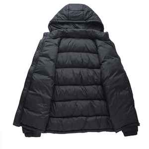 Doudoune d'hiver à capuche imperméable pour hommes avec logo à l'avant Manteau chaud à capuche en polyester/coton personnalisable - Product Image 2