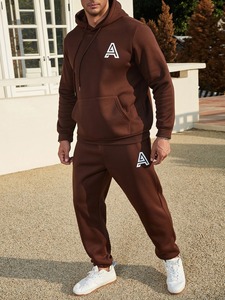 Conjuntos de chándal para correr de lana de algodón de invierno personalizables para hombre de alta calidad Patrón sólido Chándales de talla grande - Product Image 2