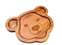 Plateau de service en bambou fait main en forme d'ours et d'éléphant, écologique, réutilisable, pour le petit-déjeuner et les collations des enfants, compatible lave-vaisselle