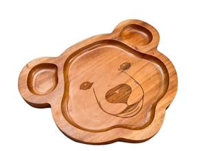 Bandeja de servicio de bambú en forma de oso bonita hecha a mano, plato de madera ecológico para el desayuno y los aperitivos de los niños - Product Image 4