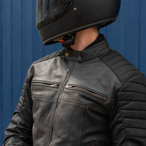 Chaqueta de cuero de moto impermeable para hombre con forro térmico interior chaqueta de cuero de motocicleta negra para hombre - Product Image 4