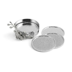 Luxury Silver Metal <b>Coaster</b> with Floral Design Elegant <b>Drink</b> <b>Coaster</b> for Home & Office Decor - Product Image 6