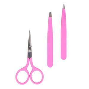 Juego de Pinzas y Tijeras Profesionales para Cejas de Precisión, Color Rosa, Acero Inoxidable, Ecológico, Antiestático, Ligero, Duradero y Reutilizable - Product Image 1