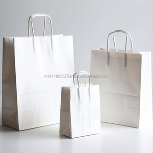 Moq 500ถุงกระดาษคราฟท์ของขวัญสีชมพูสีขาวของขวัญวันเกิดออกแบบโลโก้ได้ตามที่ต้องการ - Product Image 4