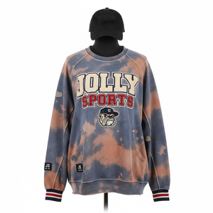 Sweat-shirt pour femme en sublimation, en molleton de coton doux, 280 GSM, tie-dye bleu et marron, manches raglan, logo personnalisé, sweat-shirt pour femme en sublimation - Product Image 5