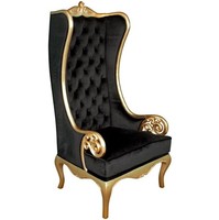 Chaises à dossier en velours noir avec détails dorés Meubles en bois massif Nouveau design classique et français
