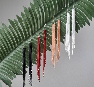 Solid Color Tassels Seed Bead Fringe <b>Earrings</b> with Silver or Gold Plated Accent Beads, <b>Red</b> Hot Collection - Product Image 1