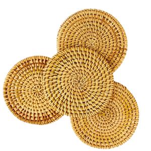 จานหวายสานลายดอกไม้แบบดั้งเดิม ทำด้วยมือจากหวายธรรมชาติ เหมาะสำหรับตกแต่งในวันหยุดและเป็นของขวัญ ผลิตในเวียดนาม - Product Image 1