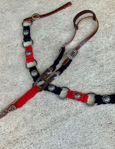 Juego de tachuelas de cuero occidental de primera calidad, juego de brida y cuello de pecho para montar a caballo duradero para entrenamiento diario y uso en ranchos - Product Image 4