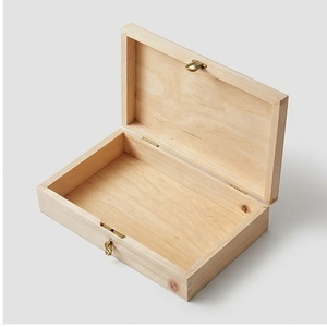 Boîte à bijoux rectangulaire en bois de pin, design minimaliste, boîte de rangement à un seul niveau, utilisation en chambre à coucher - Product Image 4