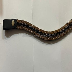 Correa de cuero para cejas de alta calidad, 5 filas de cristales dorados y negros, diseño personalizado, cómoda, precio al por mayor, 2023 - Product Image 2