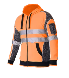 Felpa con cappuccio personalizzata ad alta visibilità giacca con cappuccio 3M riflettente nastrata con Zip intera abbigliamento da lavoro giorno notte