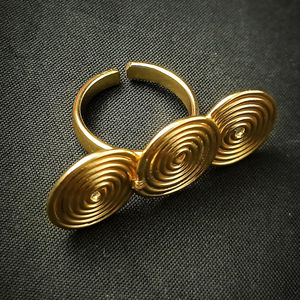 Gold Plated <b>Adjustable</b> <b>Ring</b> with Spiral Design Modern Handmade Jewelry for Women - Product Image 1