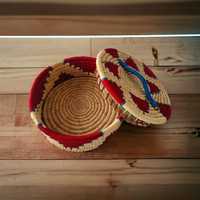 Panier à chapati en herbe Sabai tressé à la main, charmant, robuste, durable, multifonctionnel, écologique, multicolore, simple et moderne, avec couvercle