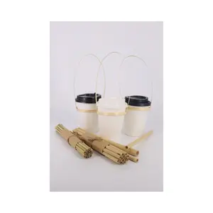 High Quality Disposable Bamboo Cup Holder with Handle Strap Rattan Seagrass Cup Carrier Take Away Cheap price Bamboo Cup Holder